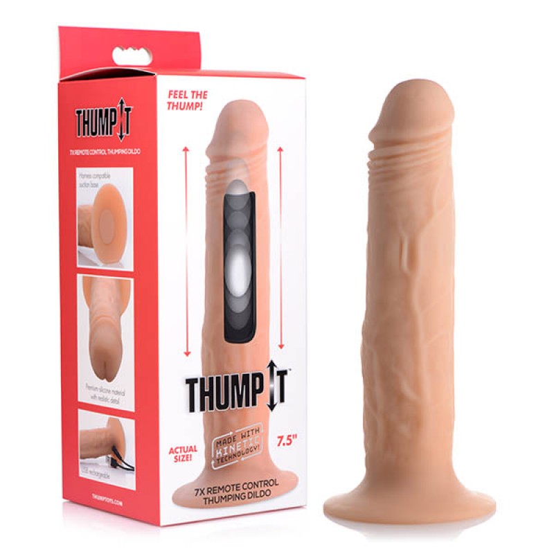 Thump It 7X Remote Control Thumping Dildo - Medium